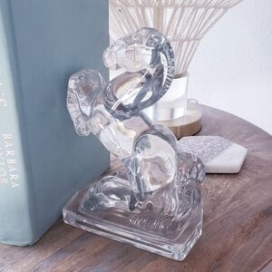 Vintage Glass Horse Head Bookends
